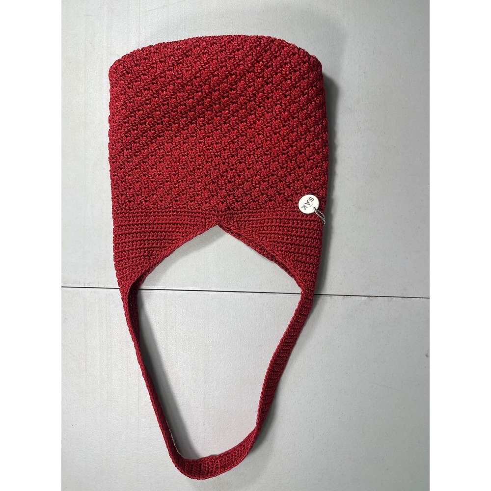 The Sak Crochet Shoulder Bag Red Burgundy Knit Hobo Boho Y2K Purse Handbag